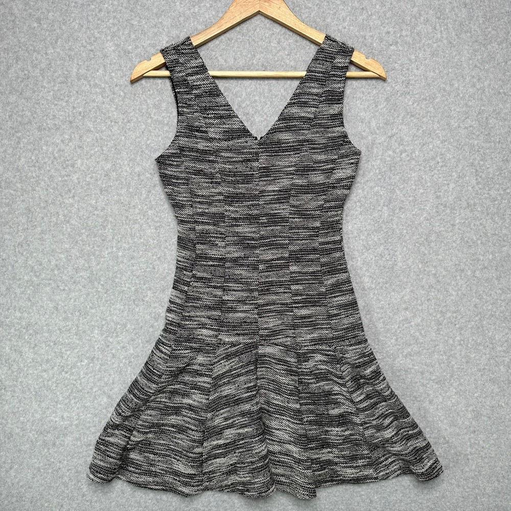 Banana Republic Womens‎ Black White Tweed Fit Flare Mini Dress 00P Petite NWT